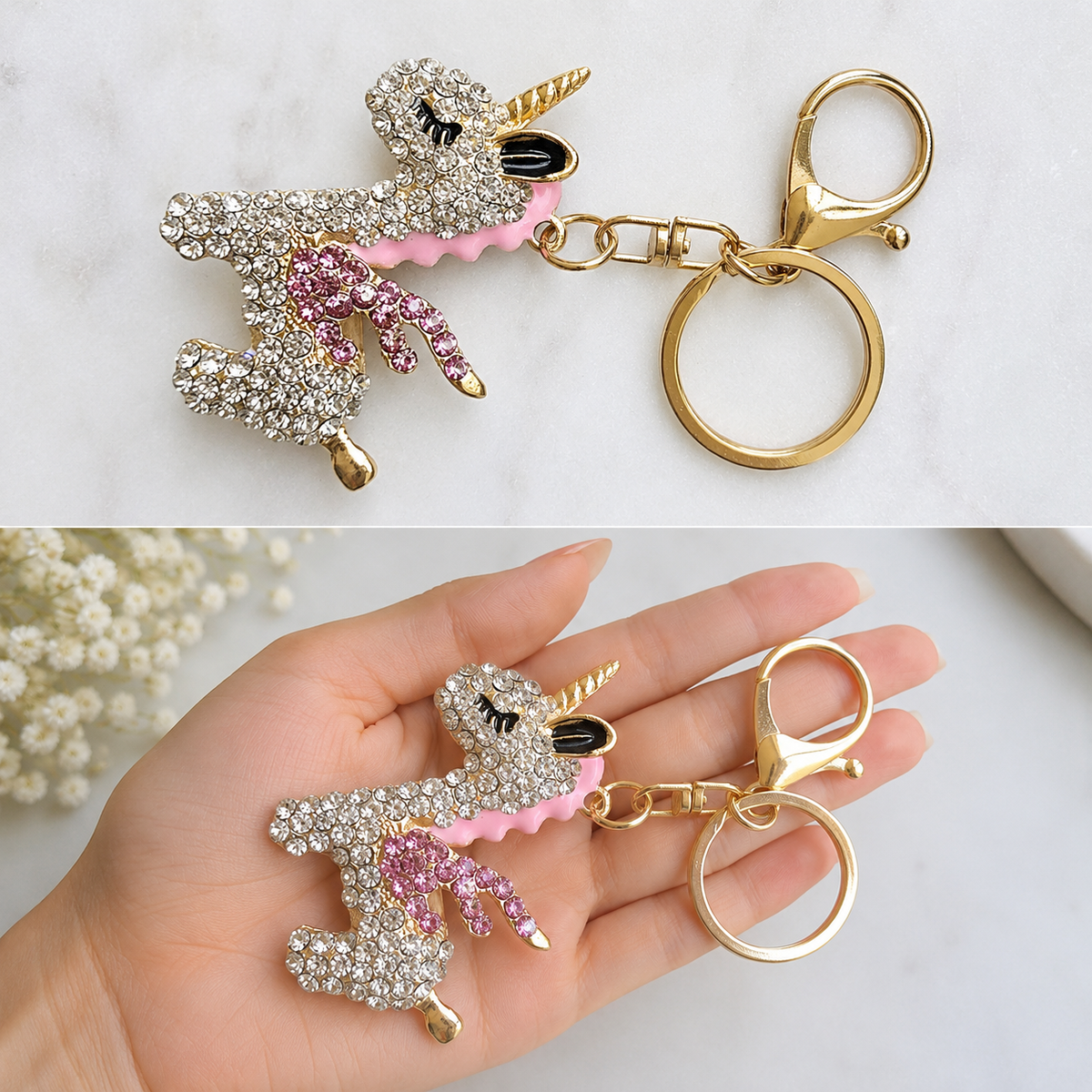 Sparkly Unicorn Keychain Rhinestone Bag product photo from Rey & Luck Co