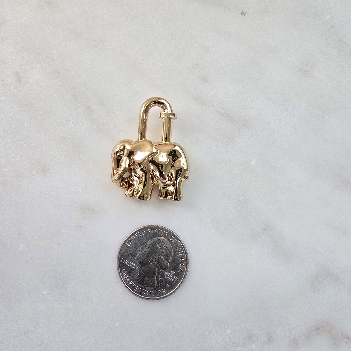 Tiny gold shiny elephant bag charm | elephant lover