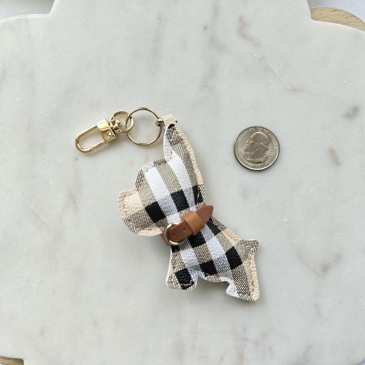 Luxe cream plaid handmade keychains checkered design luxury handbag product photo 10 from Rey & Luck Co