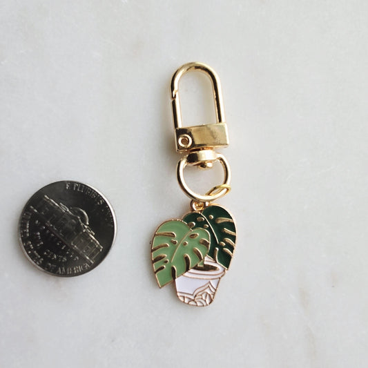 Monstera Enamel Keychain, Teacher Appreciation Plant Gift, Back to School Bag Charm, Nurse Gift