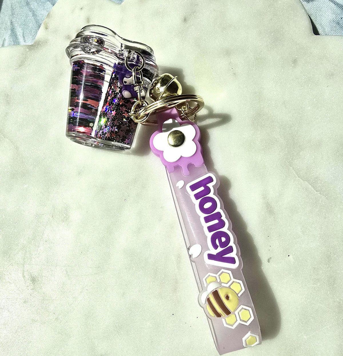 Kawaii Boba Keychain, Cute Aesthetic Bag Charm, Kuromi Inspired Keychain, Teen Girl Gift, Pastel Purse Charm