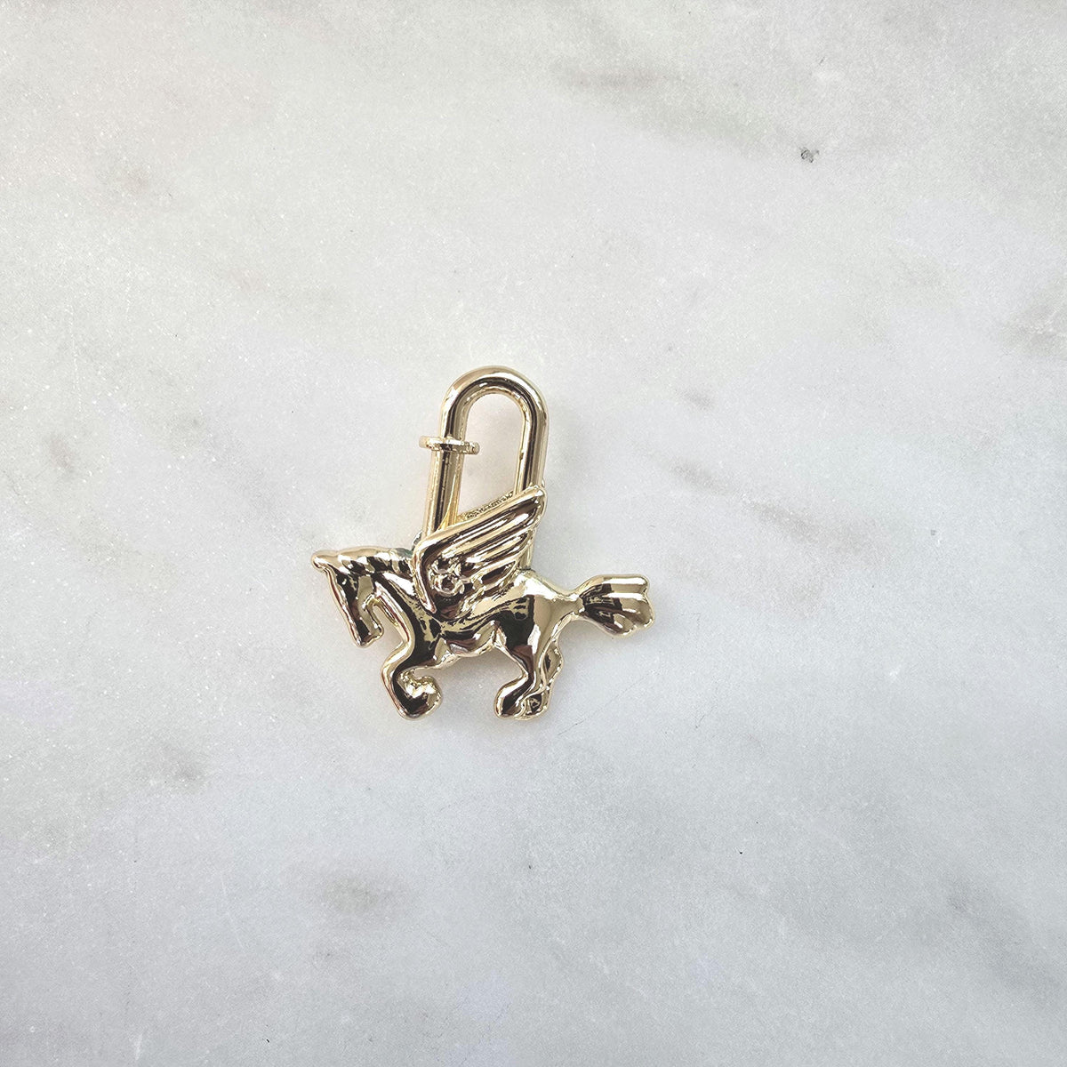 Tiny Gold Pegasus Bag Charm | flying horse with wings purse charm