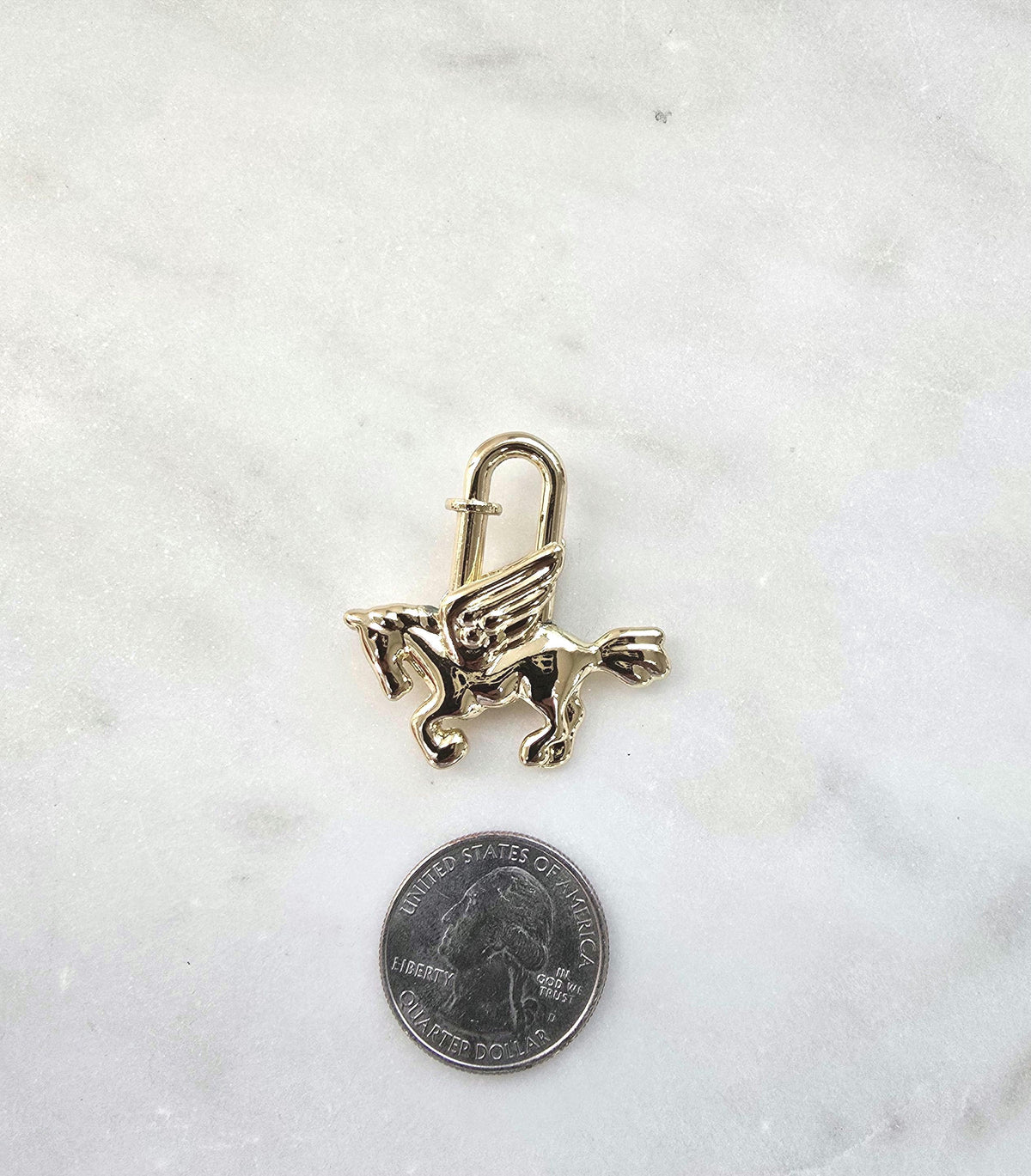 Tiny Gold Pegasus Bag Charm | flying horse with wings purse charm