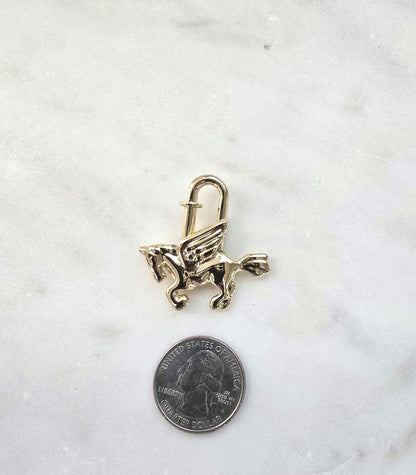 Tiny Gold Pegasus Bag Charm | flying horse with wings purse charm