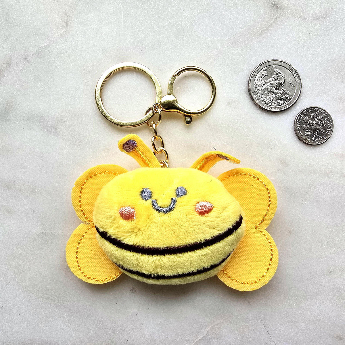 Plush Bumblebee Keychain, Kawaii Animal Bag Charm, Back to School Accessory
