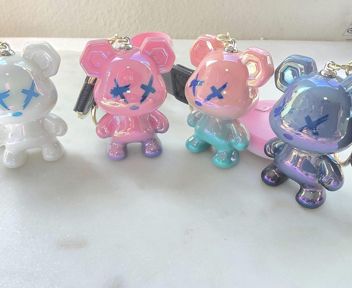 Iridescent Bear Keychain | Dark Blue Kawaii Bag Charm, gift for her