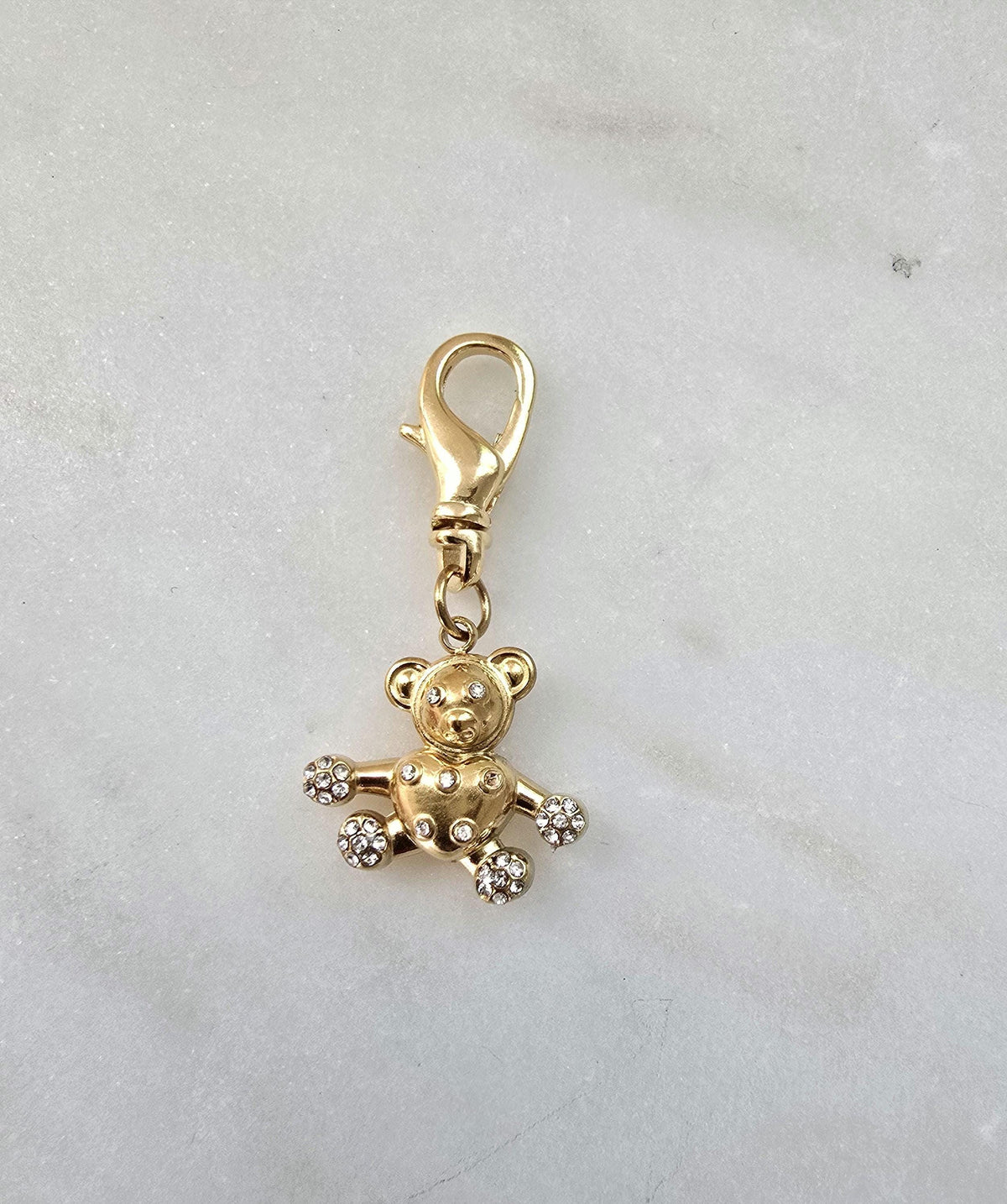 Tiny gold teddy bear shiny bag charm for your luxury purse