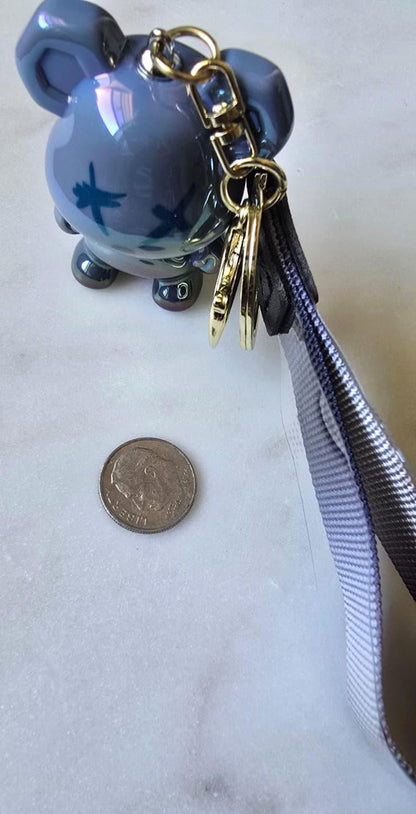 Iridescent Bear Keychain | Dark Blue Kawaii Bag Charm, gift for her