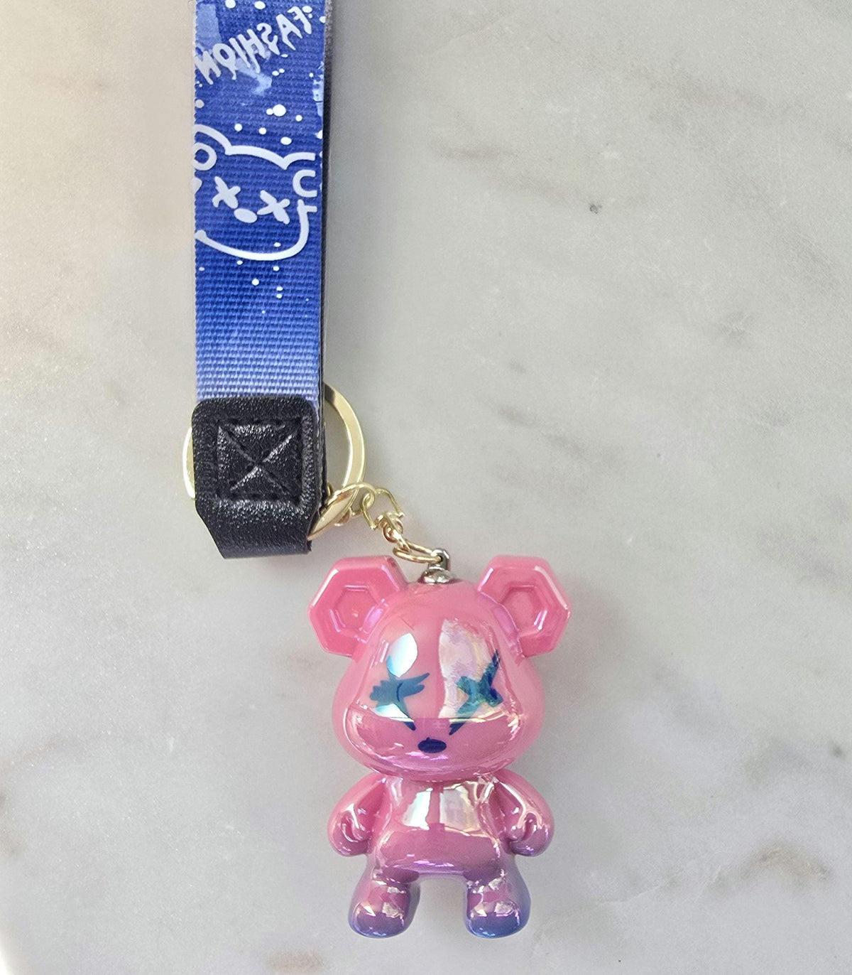 Iridescent Bear Keychain | Dark Blue Kawaii Bag Charm, gift for her