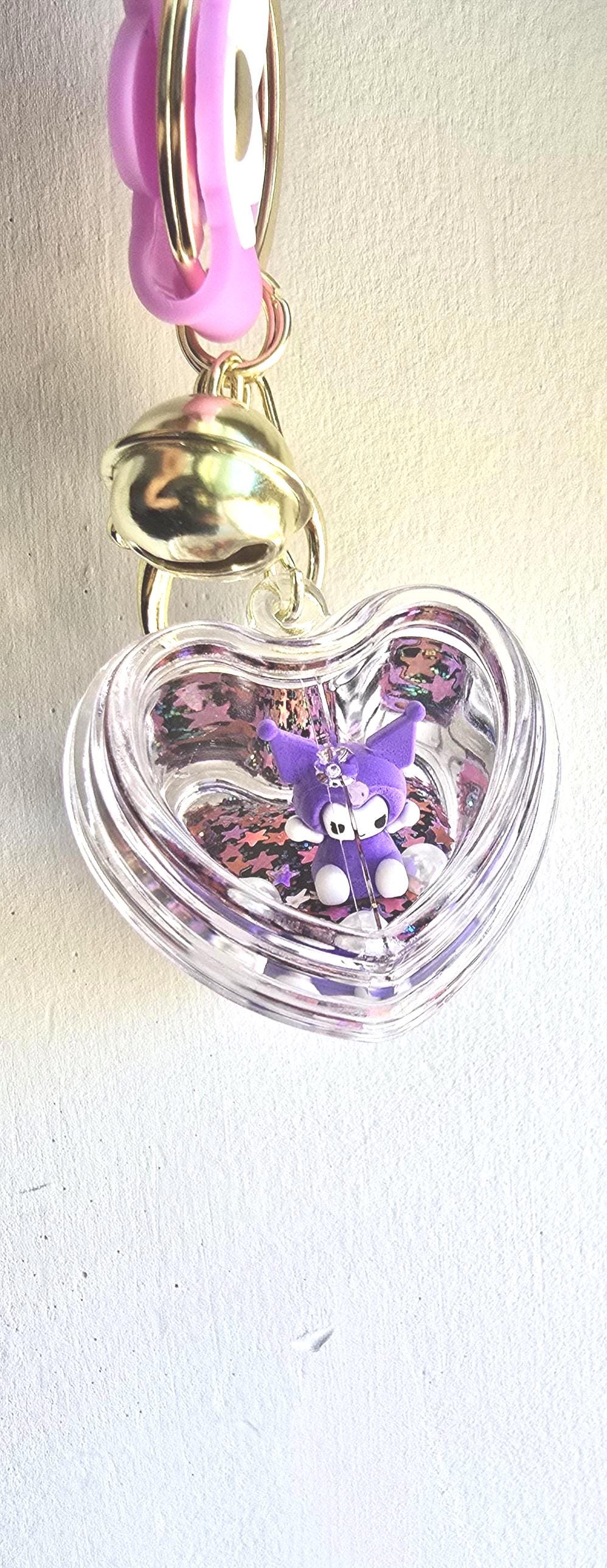 Kawaii Boba Keychain, Cute Aesthetic Bag Charm, Kuromi Inspired Keychain, Teen Girl Gift, Pastel Purse Charm