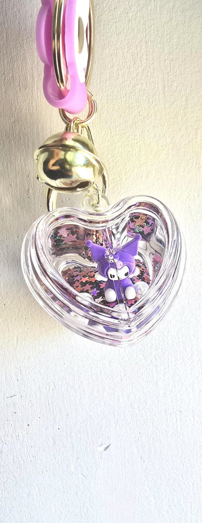Kawaii Boba Keychain, Cute Aesthetic Bag Charm, Kuromi Inspired Keychain, Teen Girl Gift, Pastel Purse Charm