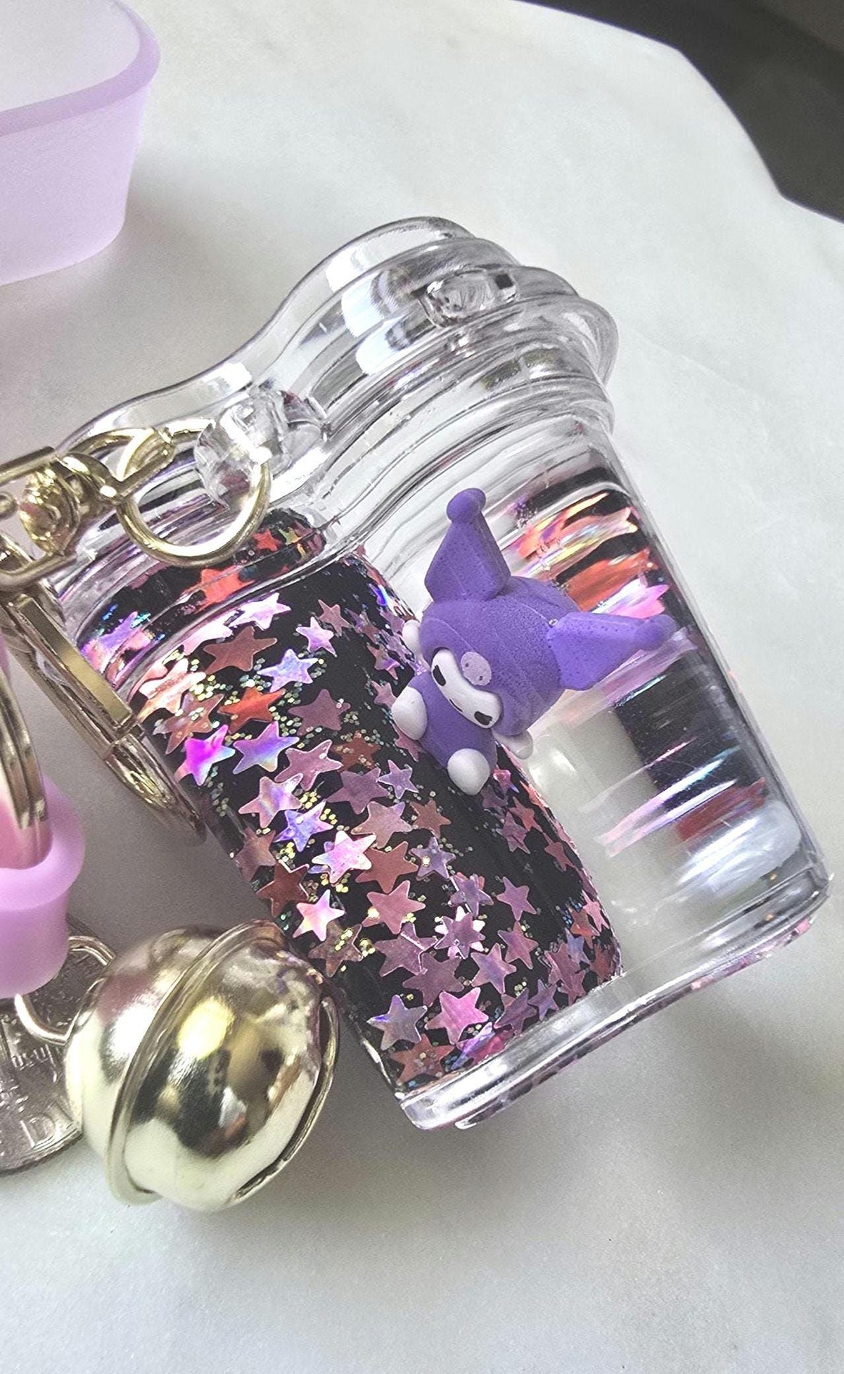 Kawaii Boba Keychain, Cute Aesthetic Bag Charm, Kuromi Inspired Keychain, Teen Girl Gift, Pastel Purse Charm