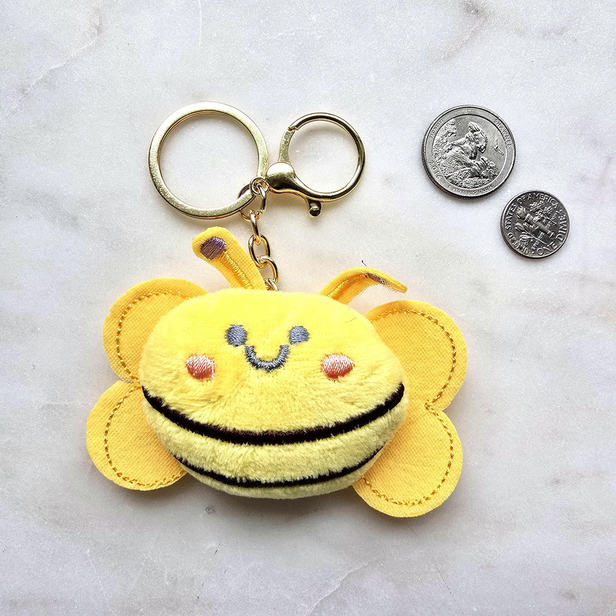 Plush Bumblebee Keychain, Kawaii Animal Bag Charm, Back to School Accessory