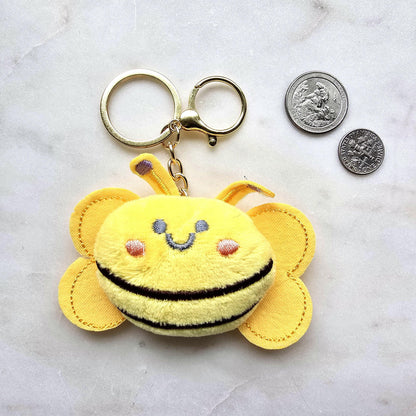 Plush Bumblebee Keychain, Kawaii Animal Bag Charm, Back to School Accessory
