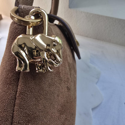 Tiny gold shiny  elephant bag charm | elephant lover