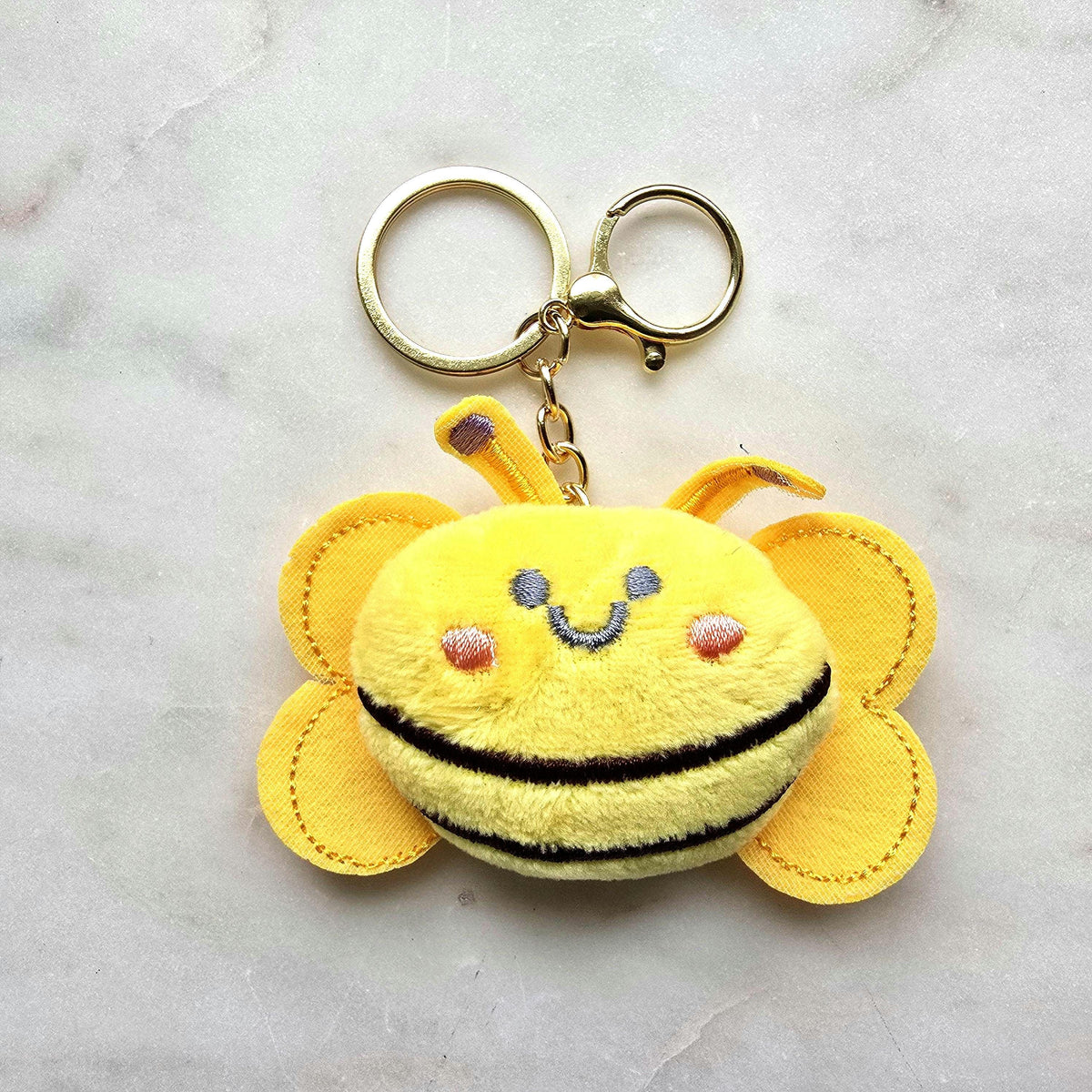 Plush Bumblebee Keychain, Kawaii Animal Bag Charm, Back to School Accessory