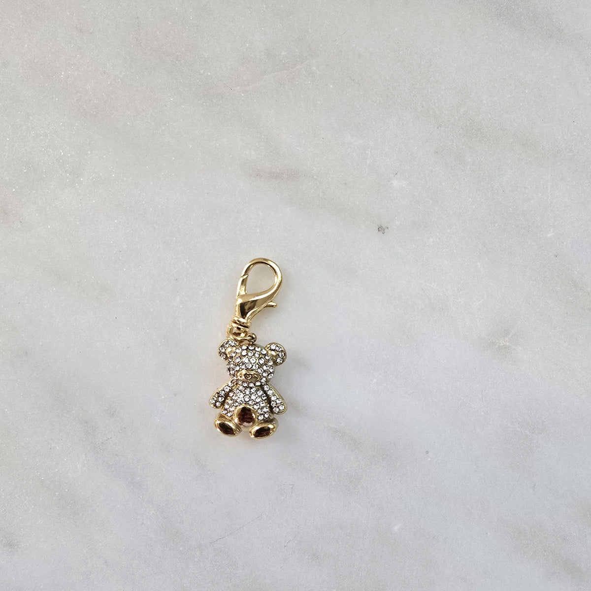 Tiny gold teddy bear shiny bag charm for your luxury purse