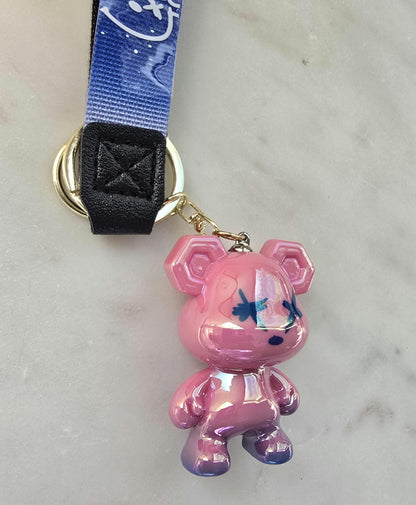Iridescent Bear Keychain | Dark Blue Kawaii Bag Charm, gift for her