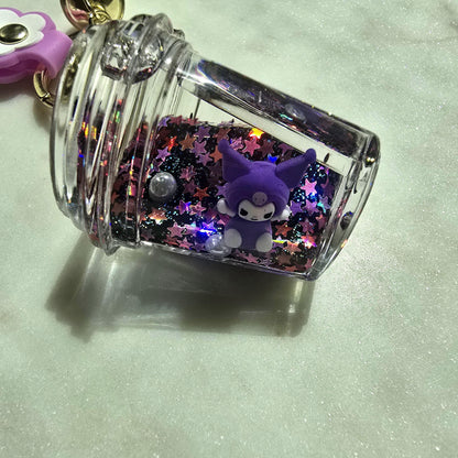Kawaii Boba Keychain, Cute Aesthetic Bag Charm, Kuromi Inspired Keychain, Teen Girl Gift, Pastel Purse Charm