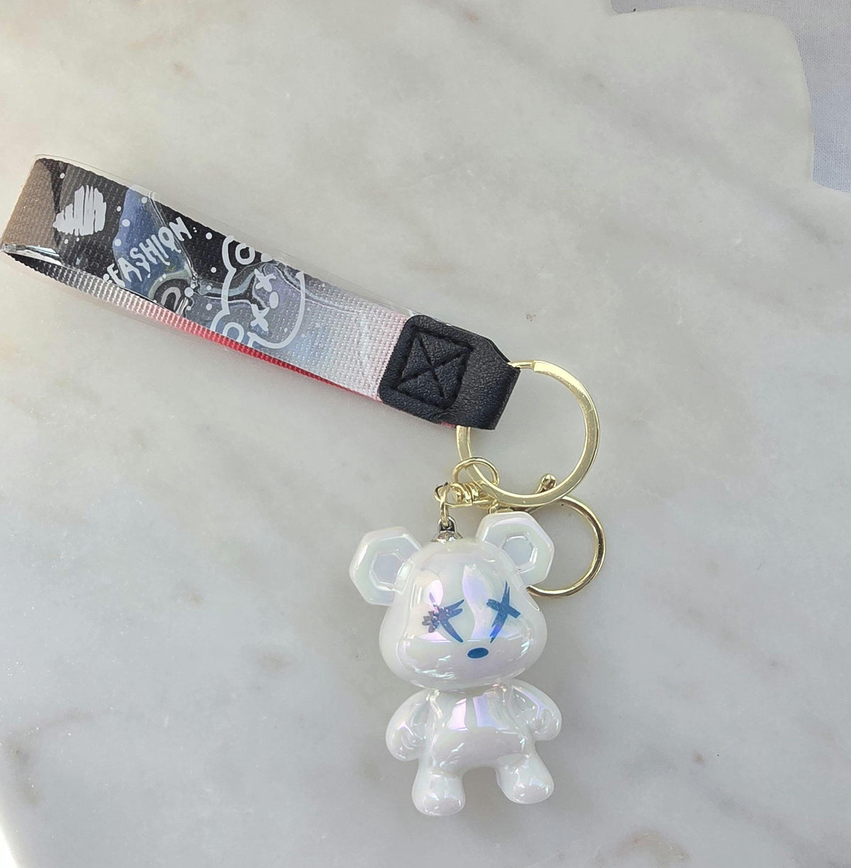 Iridescent Bear Keychain | Dark Blue Kawaii Bag Charm, gift for her