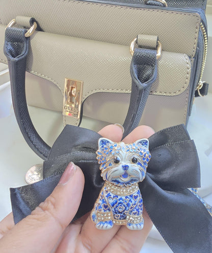 Luxurious gold bag charm | brooch bag keychain | blue dragon | dog | humming bird charms