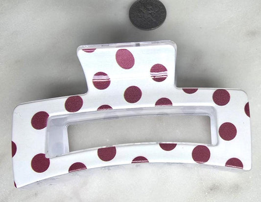 Retro Heart Hair Claw Clip Glossy Polka product photo from Rey & Luck Co