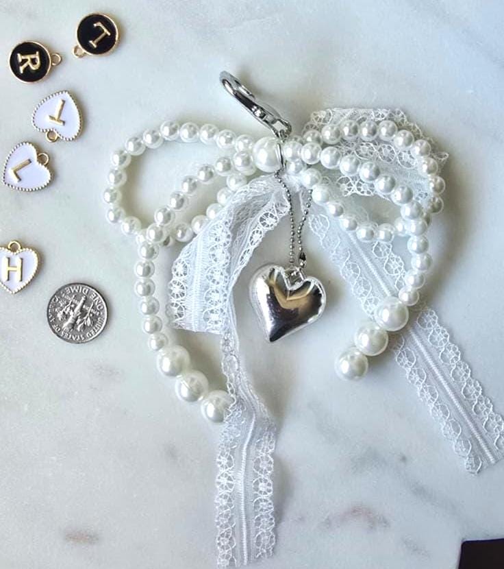 Pearl Bow Keychain Y2K Beaded Bag product photo from Rey & Luck Co