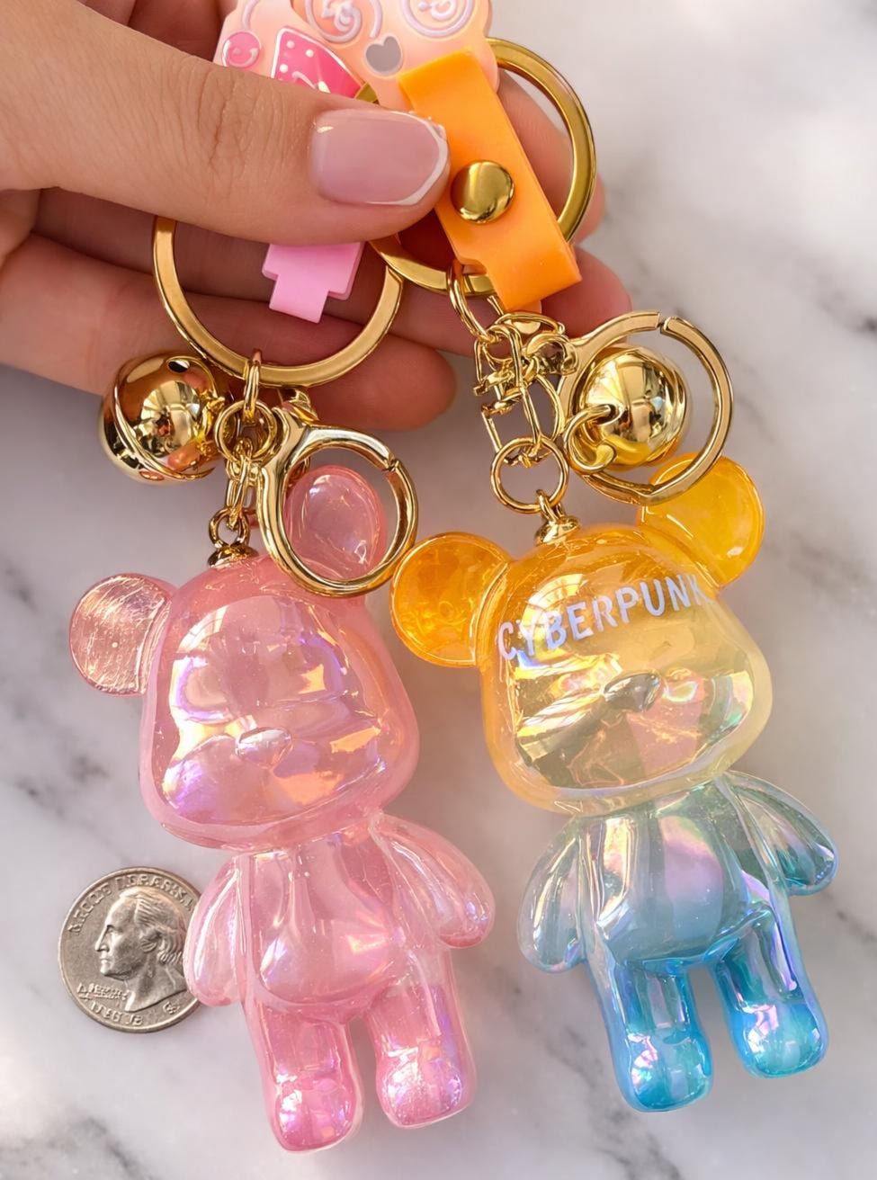 Iridescent Bear Keychain Kawaii Multicolor Backpack product photo from Rey & Luck Co