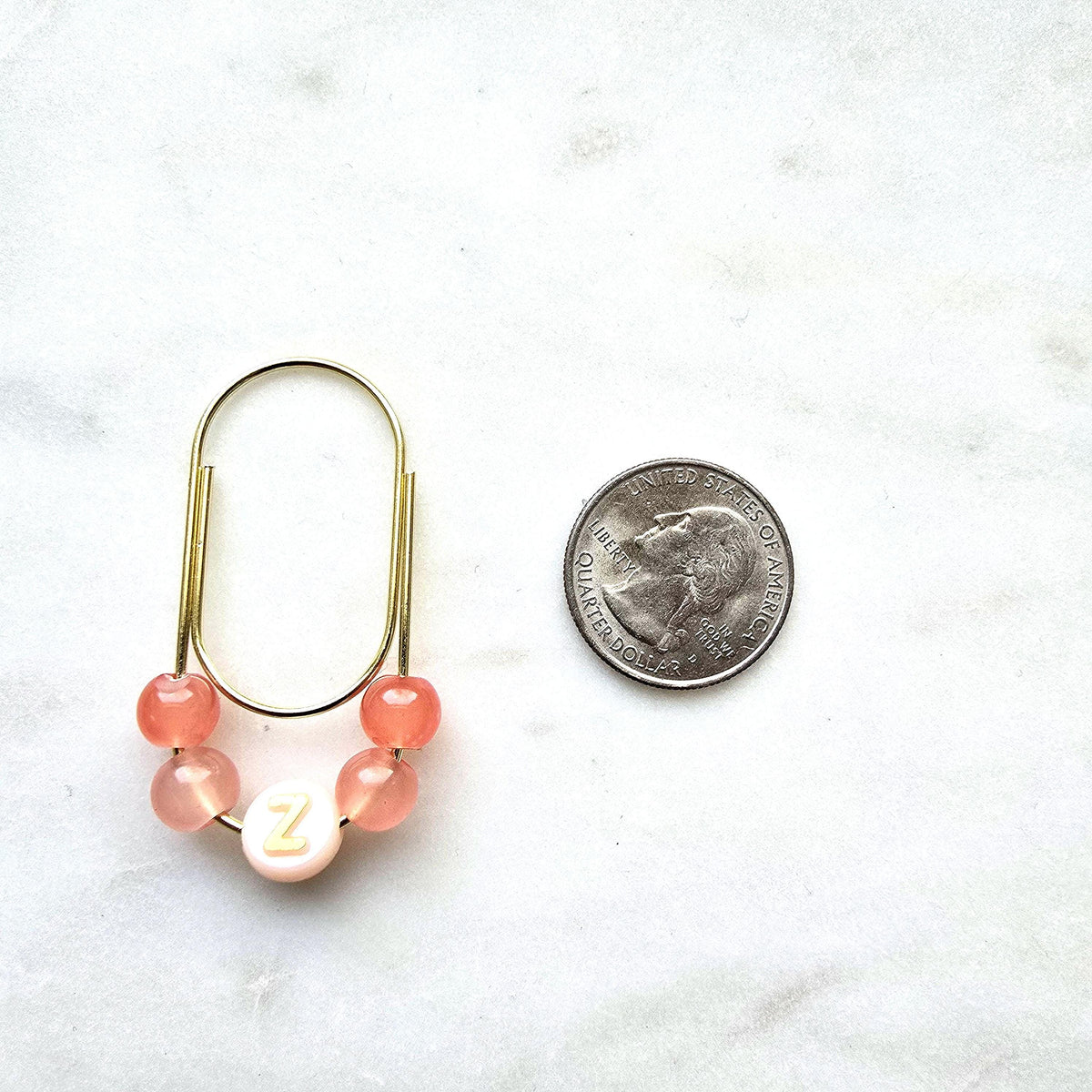 Personalized letter Paper Clip: Cross, Pearl, Planner Accessory, product photo 4 from Rey & Luck Co