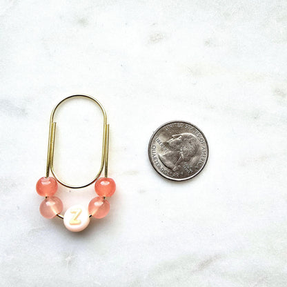 Personalized letter Paper Clip: Cross, Pearl, Planner Accessory, product photo 4 from Rey & Luck Co