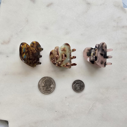 Acetate Tiny heart Claw Clip, Tortoise Hair Clip, Gold Metal French Hair Claw, product photo 8 from Rey & Luck Co