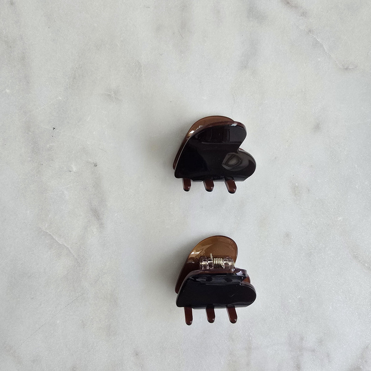 Acetate Tiny heart Claw Clip, Tortoise Hair Clip, Gold Metal French Hair Claw, product photo 10 from Rey & Luck Co