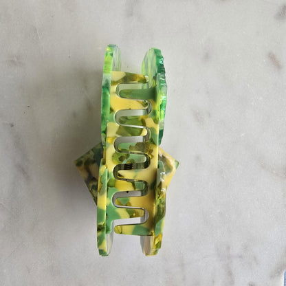 Acetate Monsterra plant lover hairclaw Hair Clip, Gold Metal French Hair Claw, product photo 7 from Rey & Luck Co