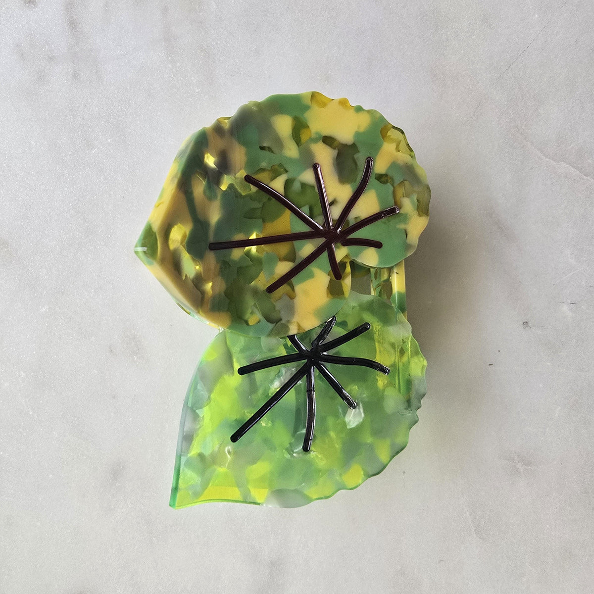 Acetate Monsterra plant lover hairclaw Hair Clip, Gold Metal French Hair Claw, product photo 8 from Rey & Luck Co