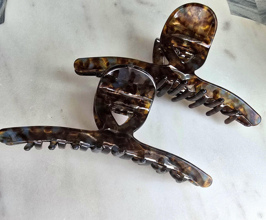Acetate Large slender Claw Clip, Tortoise Hair Clip, Gold Metal French Hair product photo from Rey & Luck Co