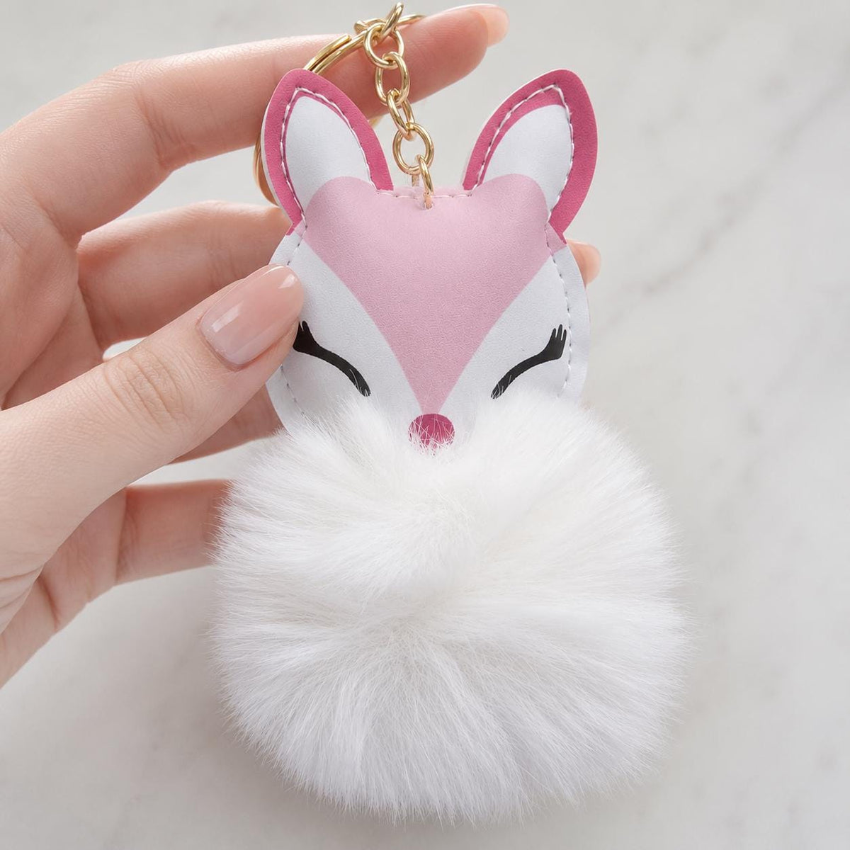 Glam fox keychain Pom pom product photo 2 from Rey & Luck Co