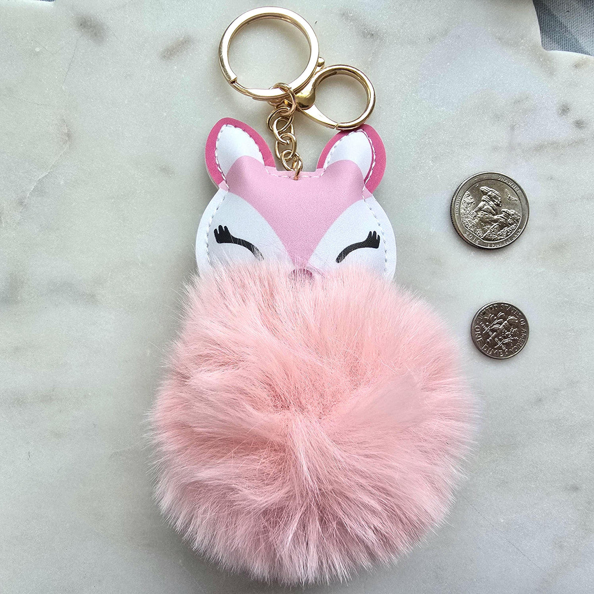 Glam fox keychain Pom pom product photo 3 from Rey & Luck Co