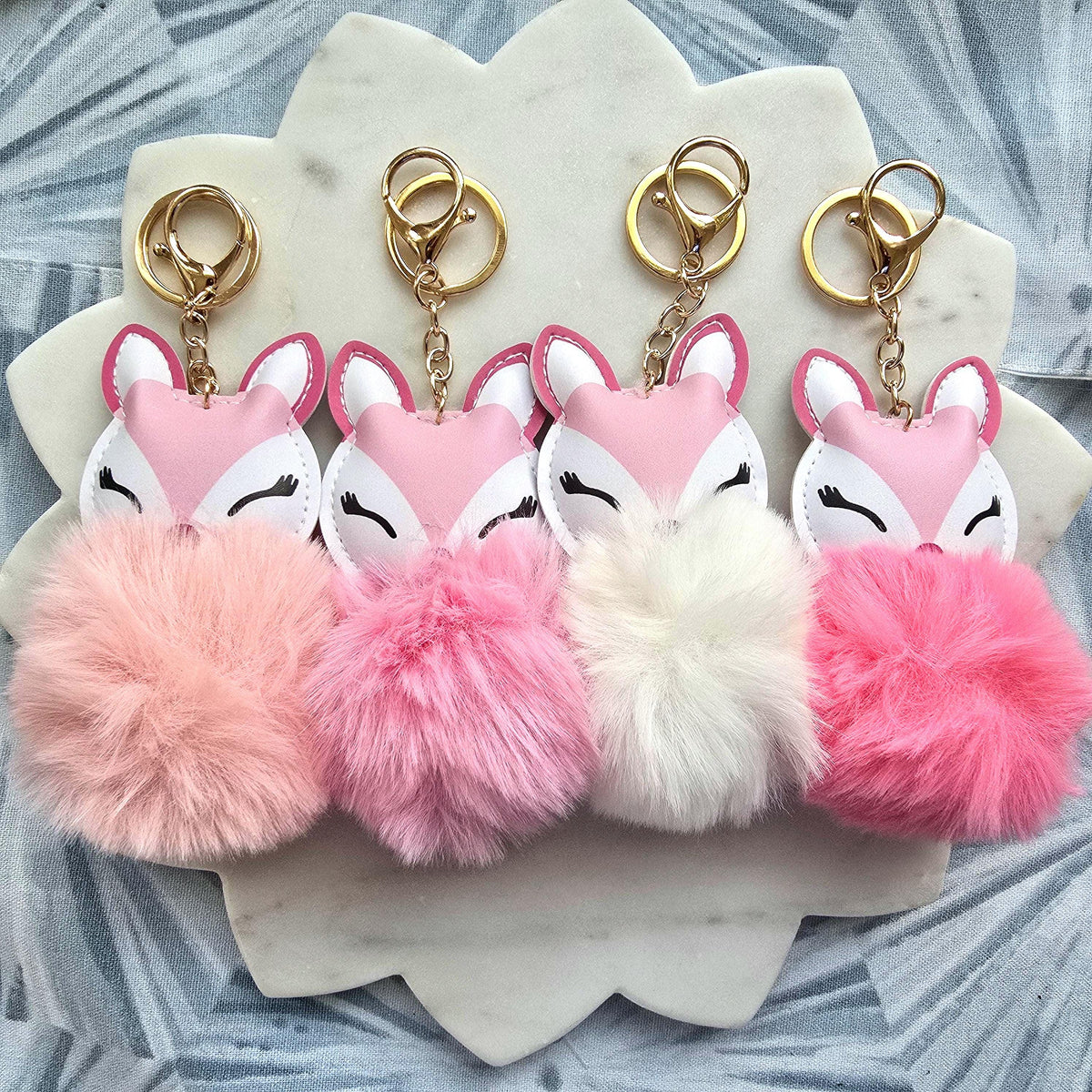 Glam fox keychain Pom pom product photo 5 from Rey & Luck Co
