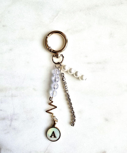 Gold Initial Bag Charm Beaded Purse Accessory, Natural product photo 3 from Rey & Luck Co