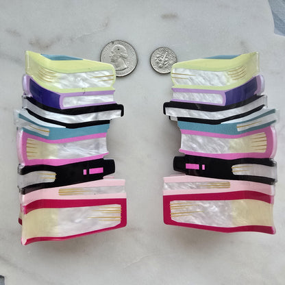 Acetate Large books Claw Clip, Tortoise Hair Clip, Gold Metal French Hair Claw, product photo 7 from Rey & Luck Co