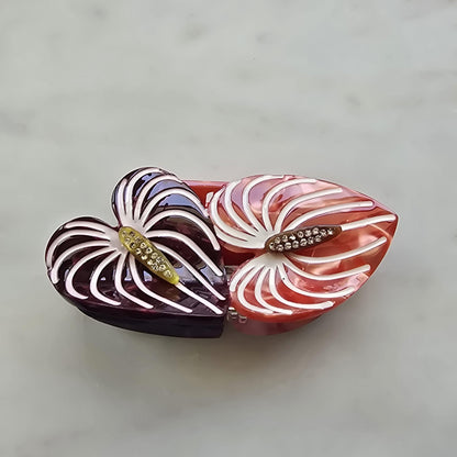 Acetate Monsterra plant lover hairclaw Hair Clip, Gold Metal French Hair Claw, product photo 9 from Rey & Luck Co