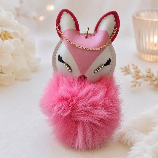 Glam fox keychain Pom pom product photo from Rey & Luck Co